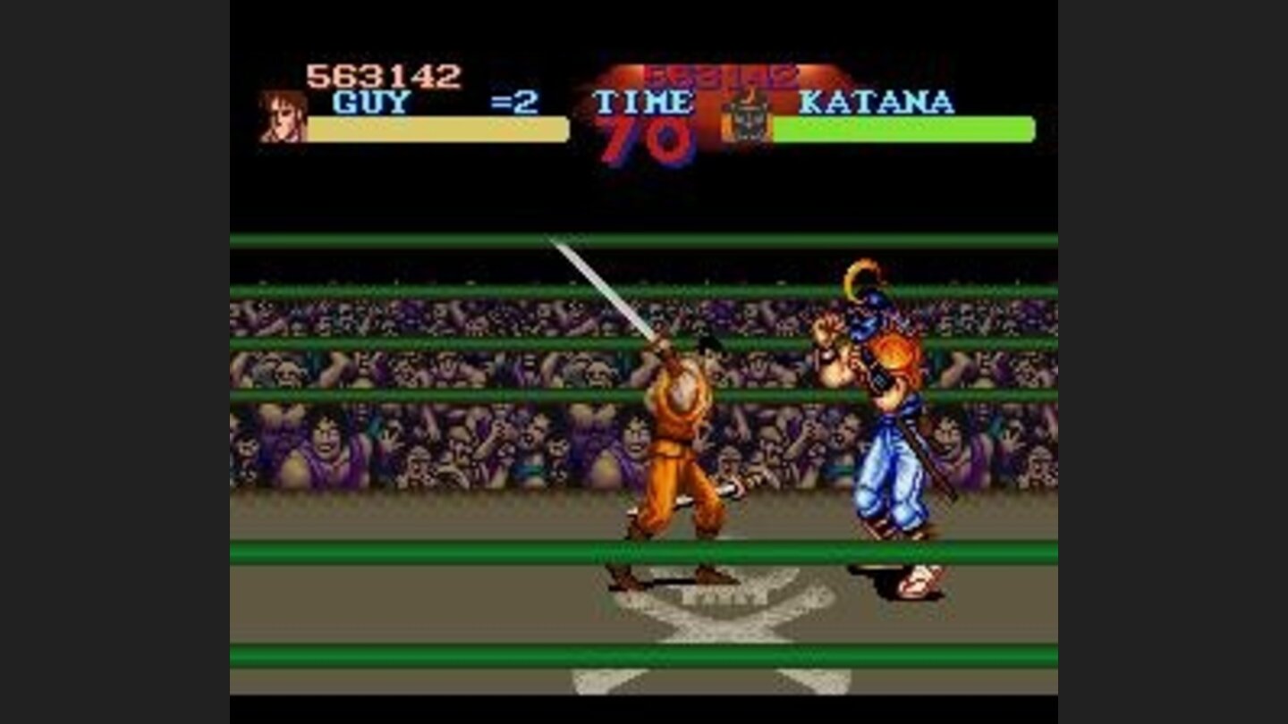 After disarming the samurai, you can attack him with his own sword.