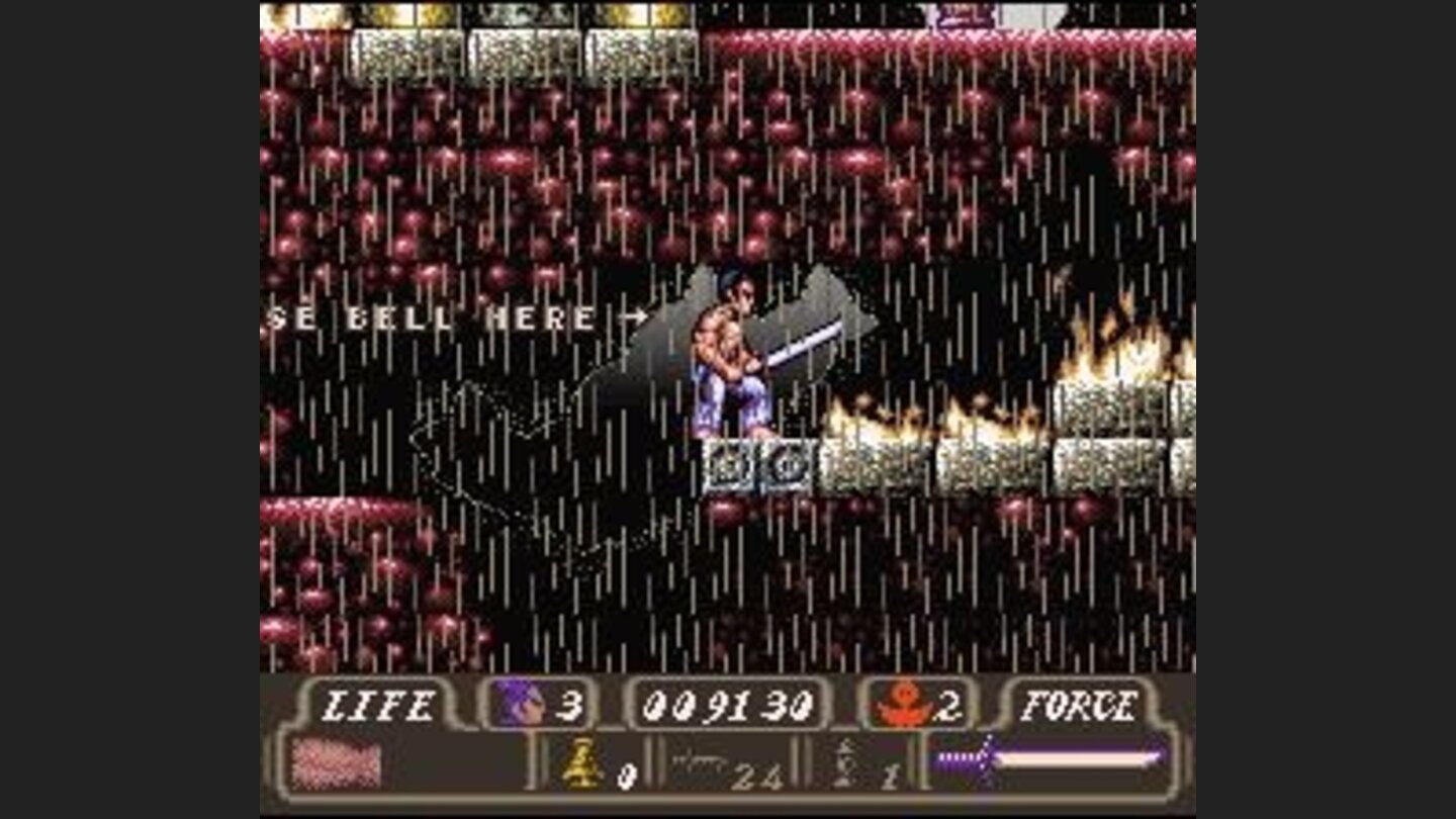 Bells can be used to summon ghosts that help you in different ways. In this case it starts raining which puts out the fire on the platforms.