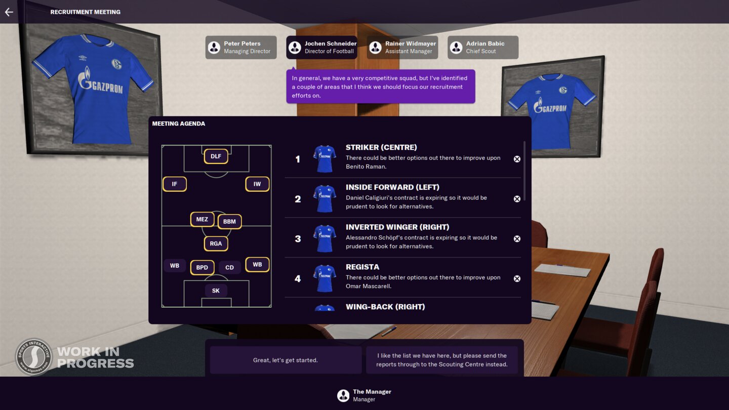 Football Manager 2021 - Recruitment Meeting - Agenda