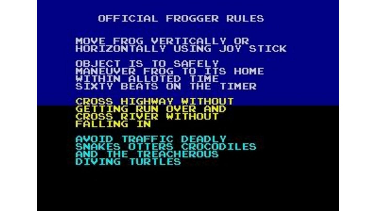 Frogger game instructions