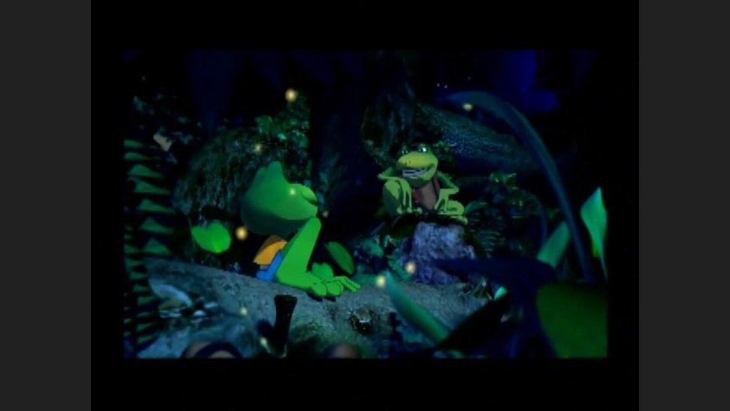 Frogger is chillin in the swamp.