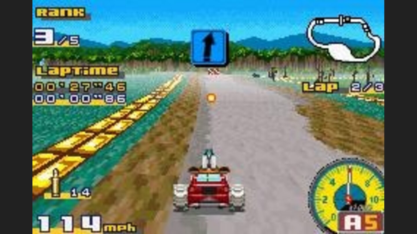 Some tracks allow you to shoot your opponents