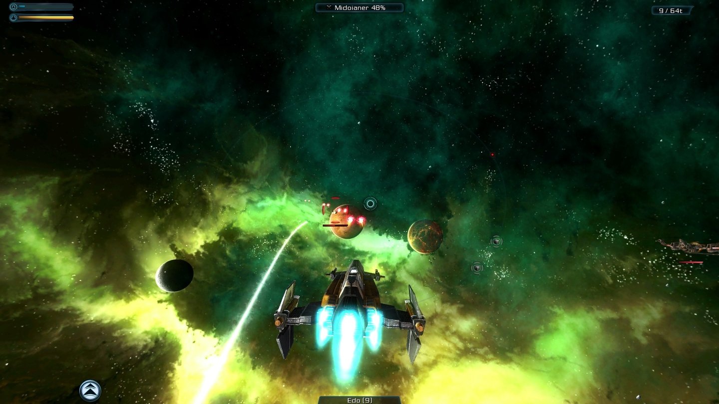 Galaxy on Fire 2 Full HDEin Vorhalte-Zielkreuz gibt's nicht. Wen das nervt, muss auf zielsuchende Raketen setzen.