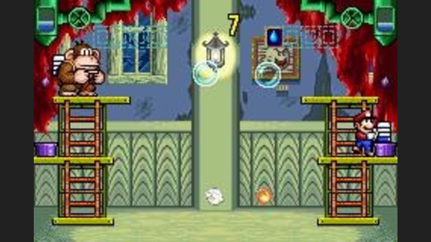 In Donkey Kong 3, you need to use bubbles to get the fire or ghost over to hit Donkey Kong before he can do the same to you