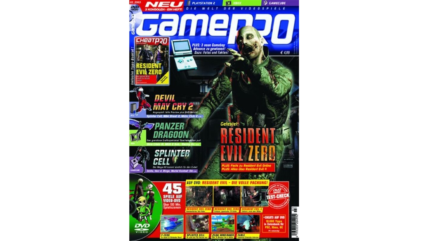 GamePro 03/2003mit Resident Evil-Titelstory und Tests zu Metal Gear Solid 2 und Shenmue II. Außerdem: Previews zu Resident Evil 4, Devil May Cry 2, Dino Crisis 3 und Wind Waker.