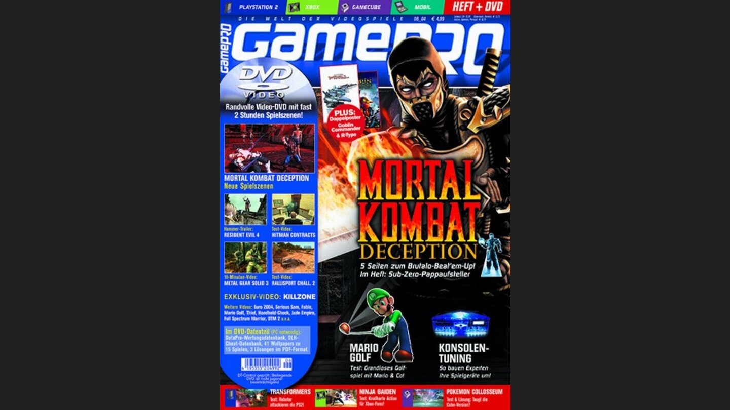 GamePro 062004mit Mortal Combat: Desception-Titelstory und Tests zu Project Zero 2, Serious Sam: Next Encounter und World War Zero. Außerdem: Previews zu Chronicles of Riddick, Ratchet + Clank 3 und The Getaway 2.