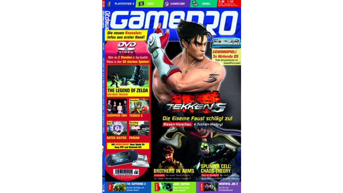 GamePro 05/2005mit Tekken 5-Titelstory und Tests zu Baten Kaitos, Splinter Cell Chaos Theory und Viewtiful Joe 2. Außerdem: Previews zu Jade Empire, Killer 7 und Pariah.