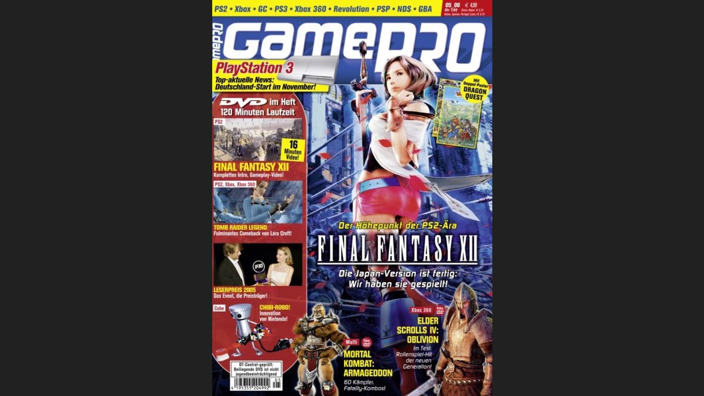 GamePro 052006mit Final Fantsy-Titelstory und Tests zu Der Pate, Oblivion und The Outfit. Außerdem: Previews zu Chibi-Robo und Rainbow Six: Vegas.