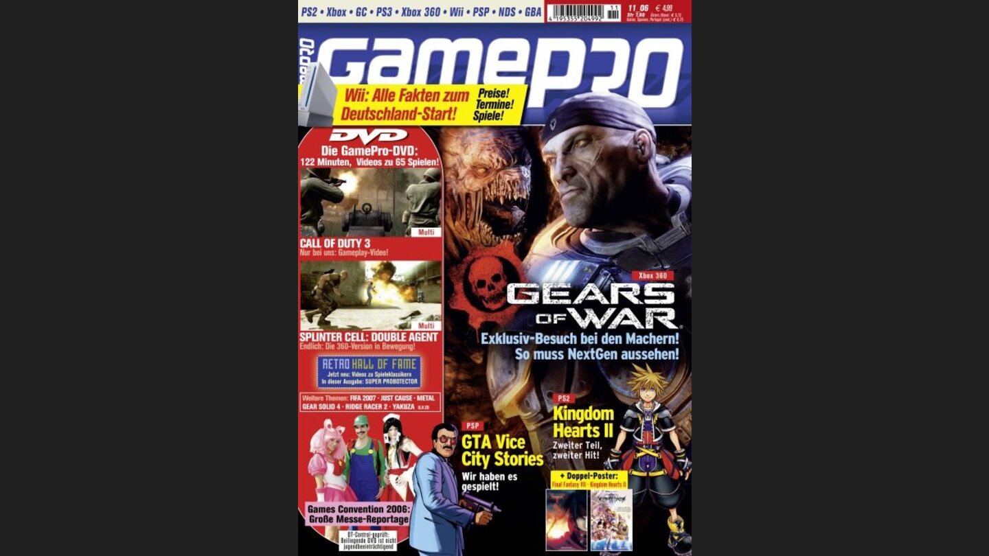 GamePro 112006mit Gears of War-Titelstory und Tests zu Just Cause, Scarface und Yakuza. Außerdem: Previews zu Battlefield: Bad Company, Mario Strikers CHarged und Pro Evo 6.
