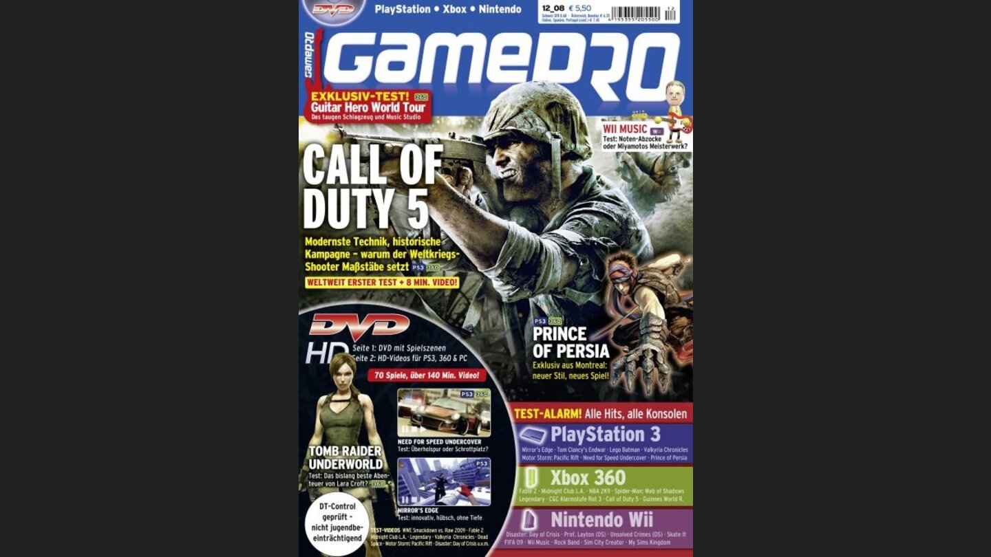 GamePro 122008mit Call of Duty: World at War-Titelstory und Tests zu Mirrors Edge, Dead Space und Fable 2. Außerdem: Previews zu Prince of Persia, Fallout 3 und The Last Remnant.