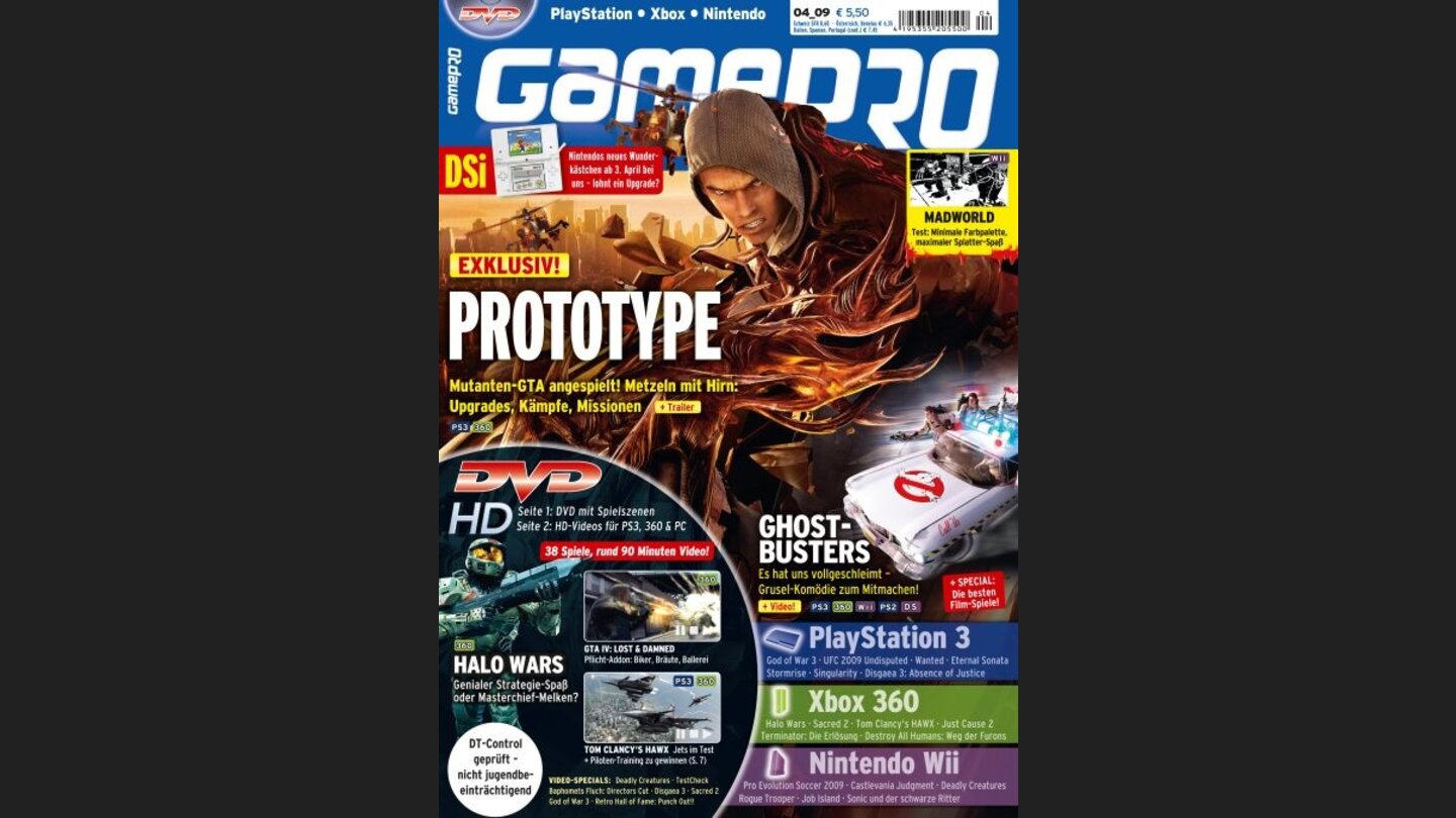 GamePro 042009mit Prototype-Titelstory und Tests zu GTA IV: Lost and Damned, Halo Wars und Tom Clancys Hawx. Außerdem: Previews zu God of War 3, Just Cause 2 und Sacred 2.