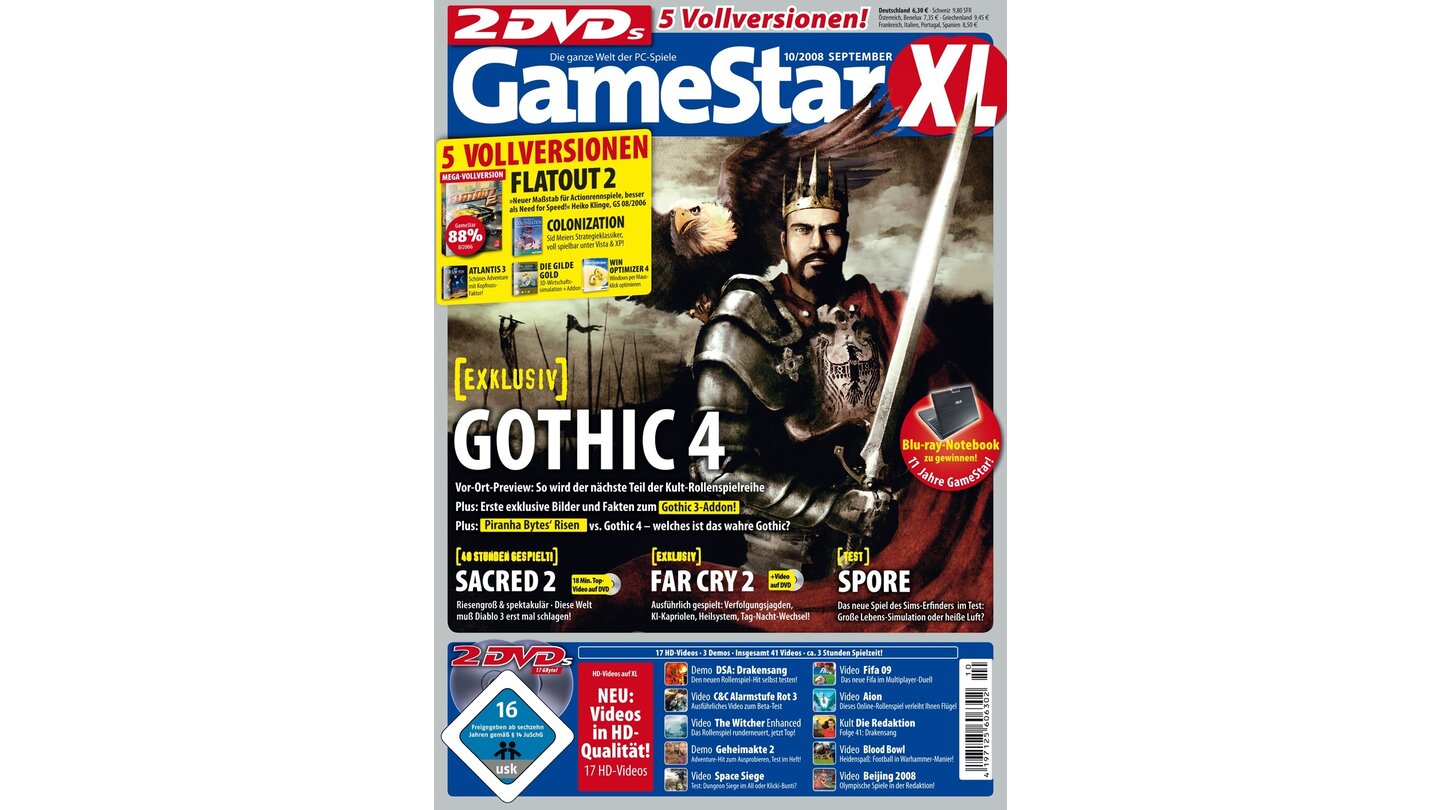 GameStar 10/2008Gothic 4-Titelstory und Previews zu Far Cry 2, Venetica, Empire: Total War und C&C: Alarmstufe Rot 3. Außerdem: Tests zu Spore, The Witcher: Enhanced Edition und Beijing 2008.