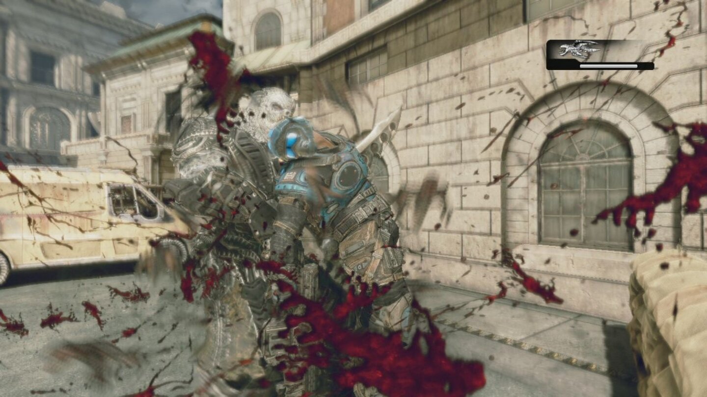 Gears of War 3: RAAM's ShadowGeneral RAAM kennt keine Gnade: Mit dem Zahnstocher von hinten durchs Brustbein gestoßen.