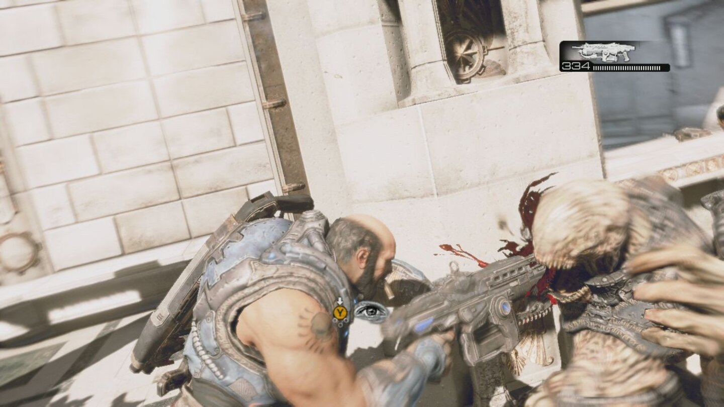 Gears of War 3: RAAM's ShadowIm Nahkampf leistet das Kettensägenbajonett nach wie vor gute Dienste.
