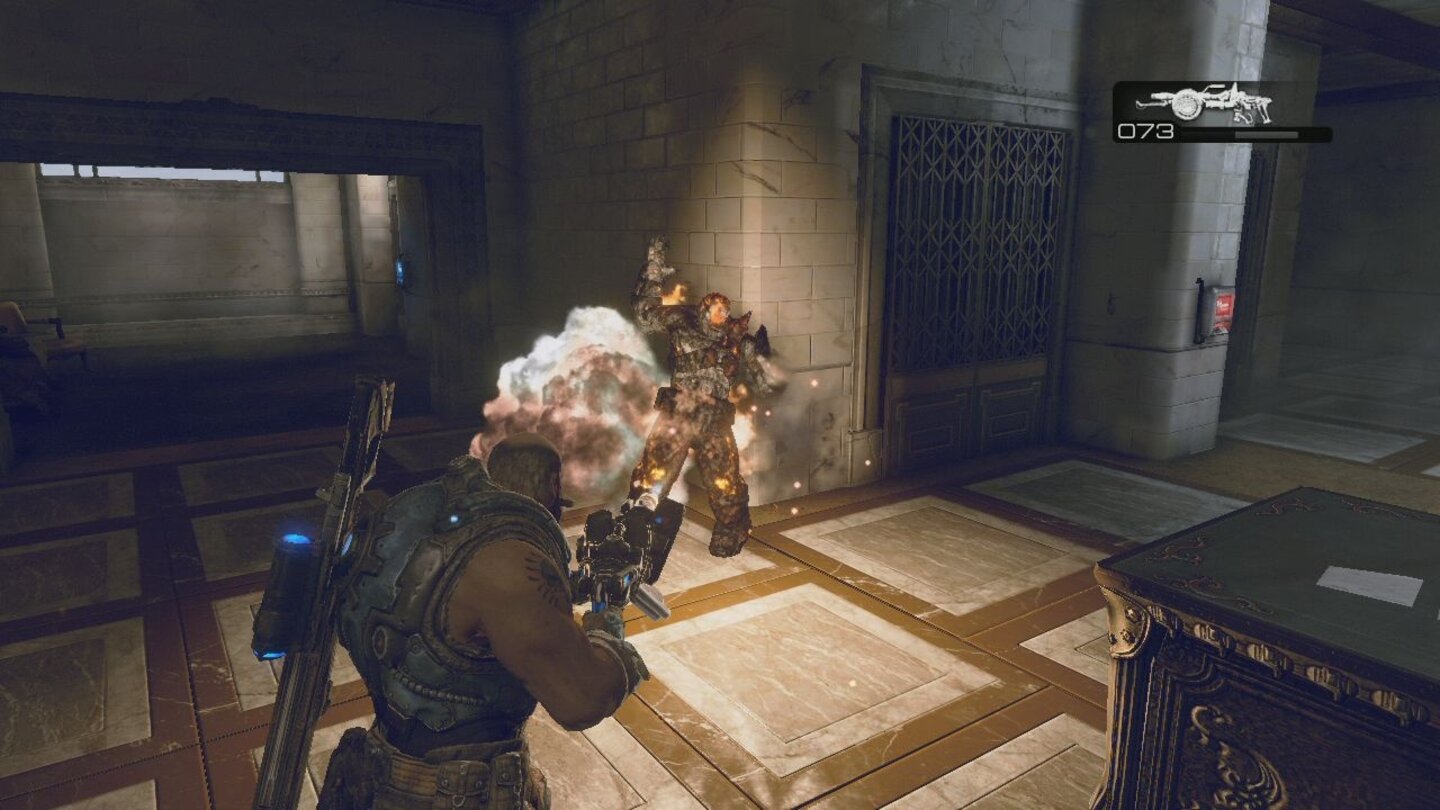 Gears of War 3: RAAM's ShadowBarrick mag seine Locust am liebsten schön knusprig geröstet.
