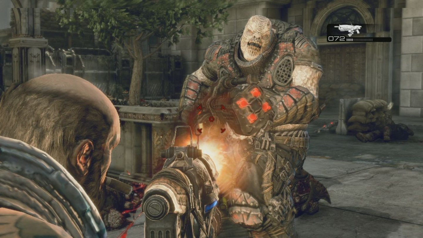 Gears of War 3: RAAM's ShadowWenn ihr so nahe an einen Boomer herankommt, solltet ihr beten, dass er nicht abdrückt!