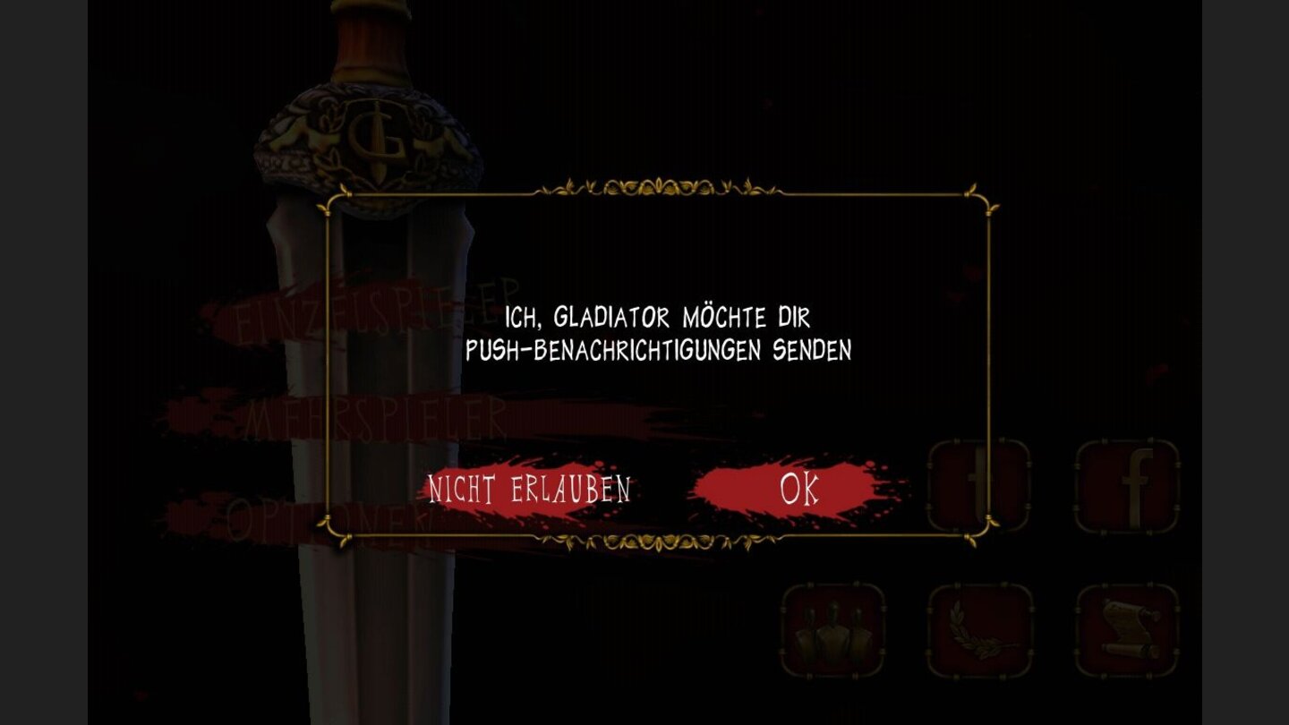 I, Gladiator Gleich zu Beginn stellt uns I, Gladiator eine wichtige Frage. Allerdings ist egal was wir antworten. Selbst wenn wir NEIN wählen nervt uns das Spiel alle paar Tage mit einer Erinnerung doch bitte weiter zu spielen...