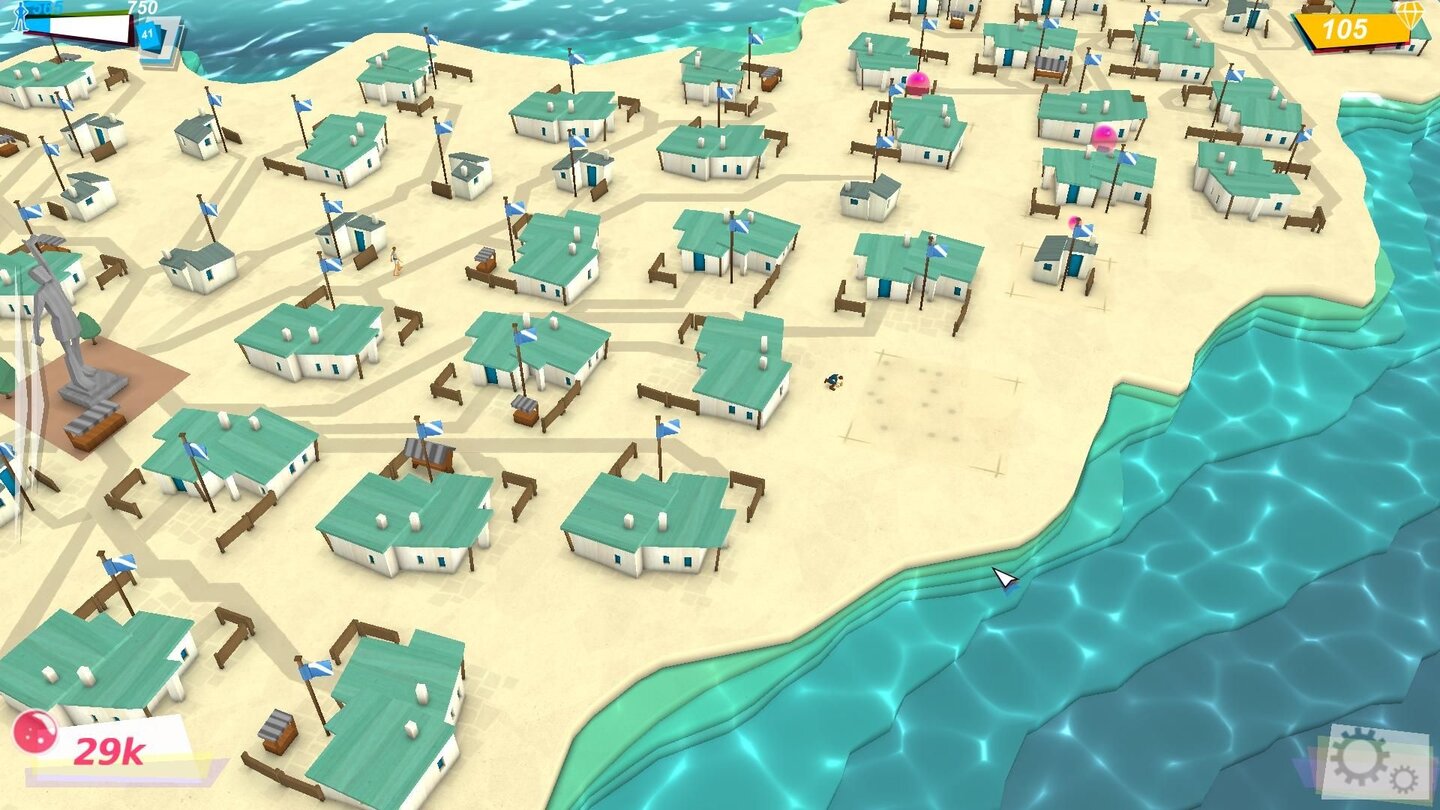 GODUS - Screenshots aus der Early-Access-VersionJe mehr Höhenschichten man für neuen Bauplatz bewegen muss, desto mühsamer wird das Planieren. Immerhin kann man später im Spiel fünf Schichten auf einmal ziehen, das reicht gerade für den Strandausbau an dieser Stelle.