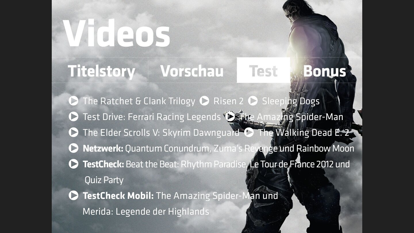 GamePro für Tablets
Dank der komfortablen Übersichtsseite sind alle Videos einer Ausgabe leicht zu finden.