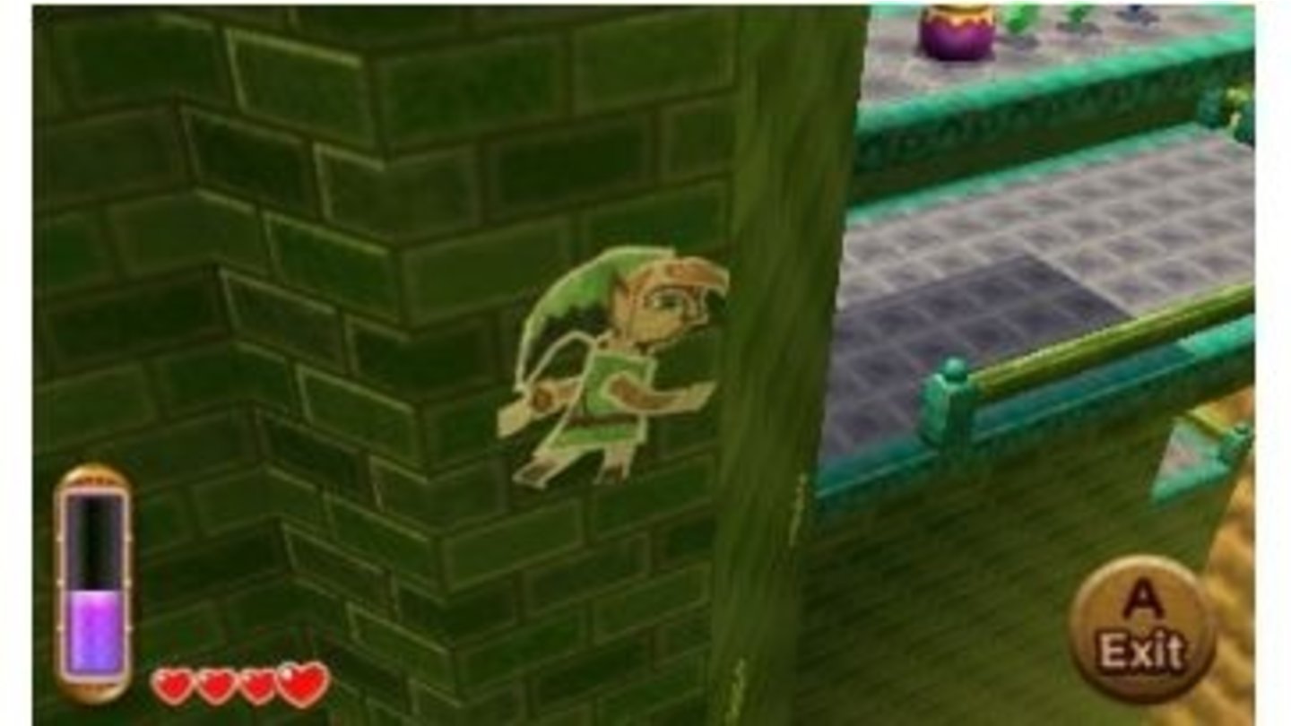 The Legend of Zelda: A Link Between Worlds (2013, 3DS)A Link Between Worlds setzt mit seiner Handlung nach den Ereignissen von A Link to the Past ein. Link versucht den Magier Yugo aufzuhalten, der Leute in Gemälde verwandelt um, wieder einmal, Ganondorf auferstehen zu lassen. Yugos Versuch, auch Link zu einem Portrait zu machen, scheitert, und fortan kann Link als Gekritzel an Wänden entlang laufen. Das bedeutet für uns erst einmal Umdenken, denn ein Loch im Boden stellt jetzt nicht kein unüberwindbares Hindernis mehr dar. So gelangt Link dann auch nach Lorule, eine Paralleldimension, in der Yugo ebenfalls für Chaos sorgt. Jetzt haben wir als Link also nicht nur eine, sondern direkt zwei Welten zu retten. Anders als in anderen Serienteilen können wir bereits zu Beginn alle wichtigen Items bei einem Händler leihen, allerdings kostet das zum einen Rubine, und zum anderen verlieren wir sie, sobald wir sterben. Später im Spiel können wir die Items allerdings dauerhaft erwerben. A Link Between Worlds läuft als erstes Spiel der Reihe mit einer Rate von 60 Bildern pro Sekunde auf dem Nintendo 3DS.