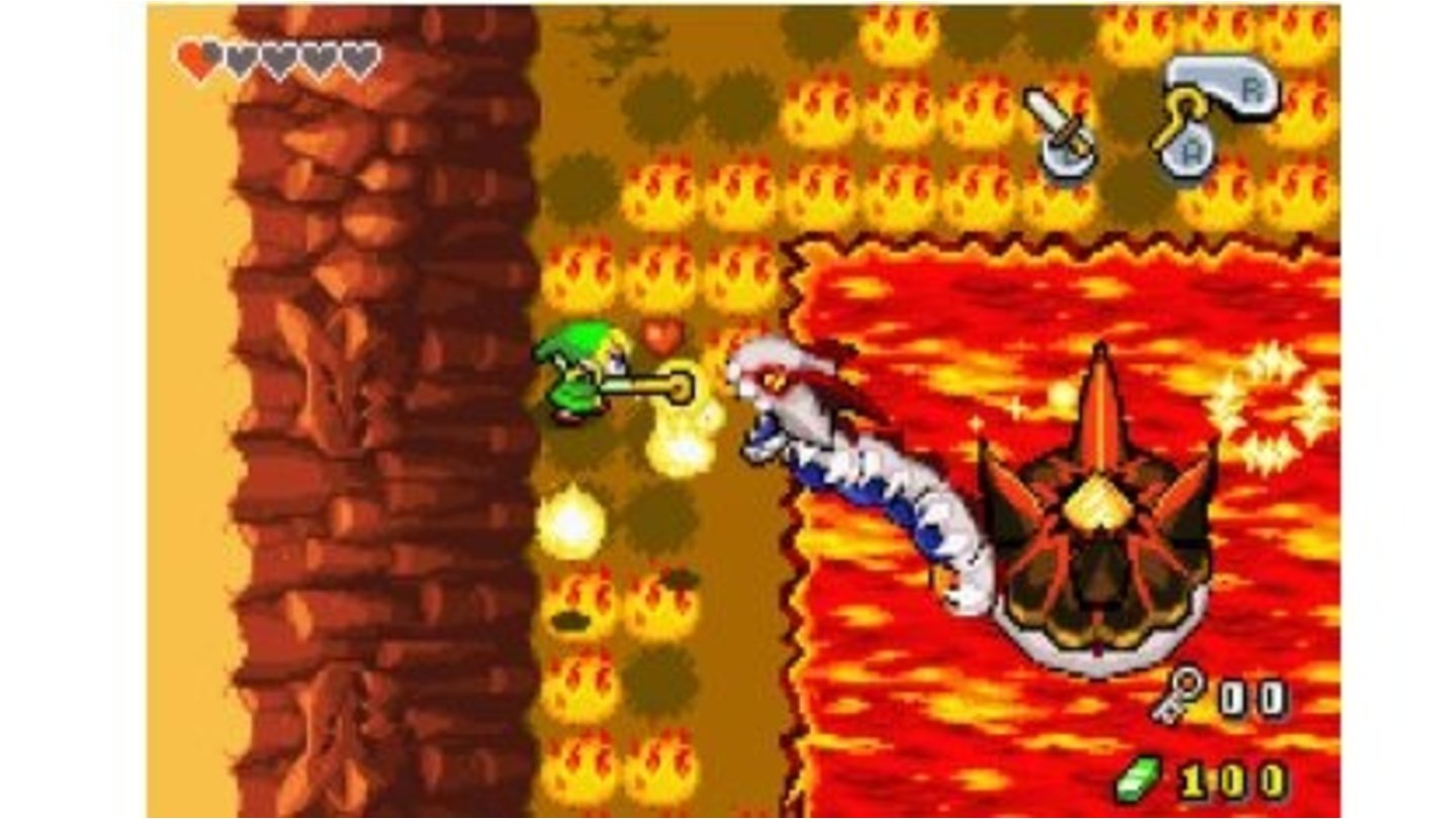 The Legend of Zelda: The Minish Cap (2004, GBA)In The Minish Cap dreht sich alles um Bösewicht Vaati, der bereits einen Auftritt in Four Swords Adventures hatte und hier Prinzessin Zelda in Stein verwandelt, um ihr die Lichtkraft zu entziehen und sich selbst in ein gottgleiches Wesen zu verwandeln. Um Vaati zu besiegen, muss Link vier Artefakte finden und zum legendären Schwert der Vier zusammensetzen. Dabei ist ihm die titelgebende Minish Cap extrem nützlich. Minish sind winzig kleine Wesen, die nur Kinder sehen können. Die Minish Cap, die sich als sprechende Zipfelmütze entpuppt, schrumpft Link auf Minish-Größe, sodass er völlig neue Bereiche erkunden kann. Auch hier geht es natürlich wieder um das Finden und Verwenden von speziellen Gegenständen und Waffen, die den Spieler bis zum Finalkampf Stück für Stück weiterbringen. The Minish Cap ist keine reine Nintendoproduktion, sondern wird bei Capcom entwickelt. Shigeru Miyamoto fungiert jedoch als Produzent und überwacht den Entstehungsprozess.