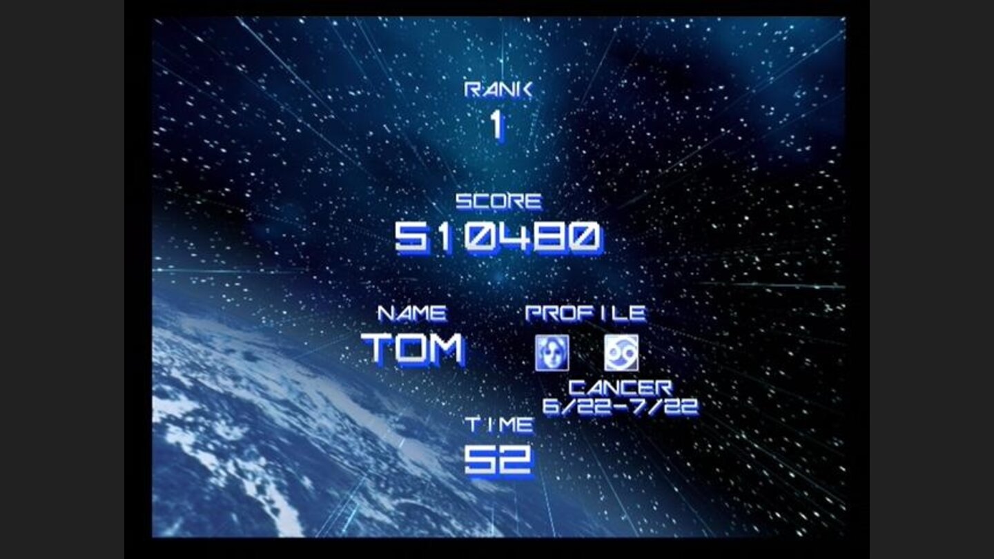 Game over, enter your name in the high score table