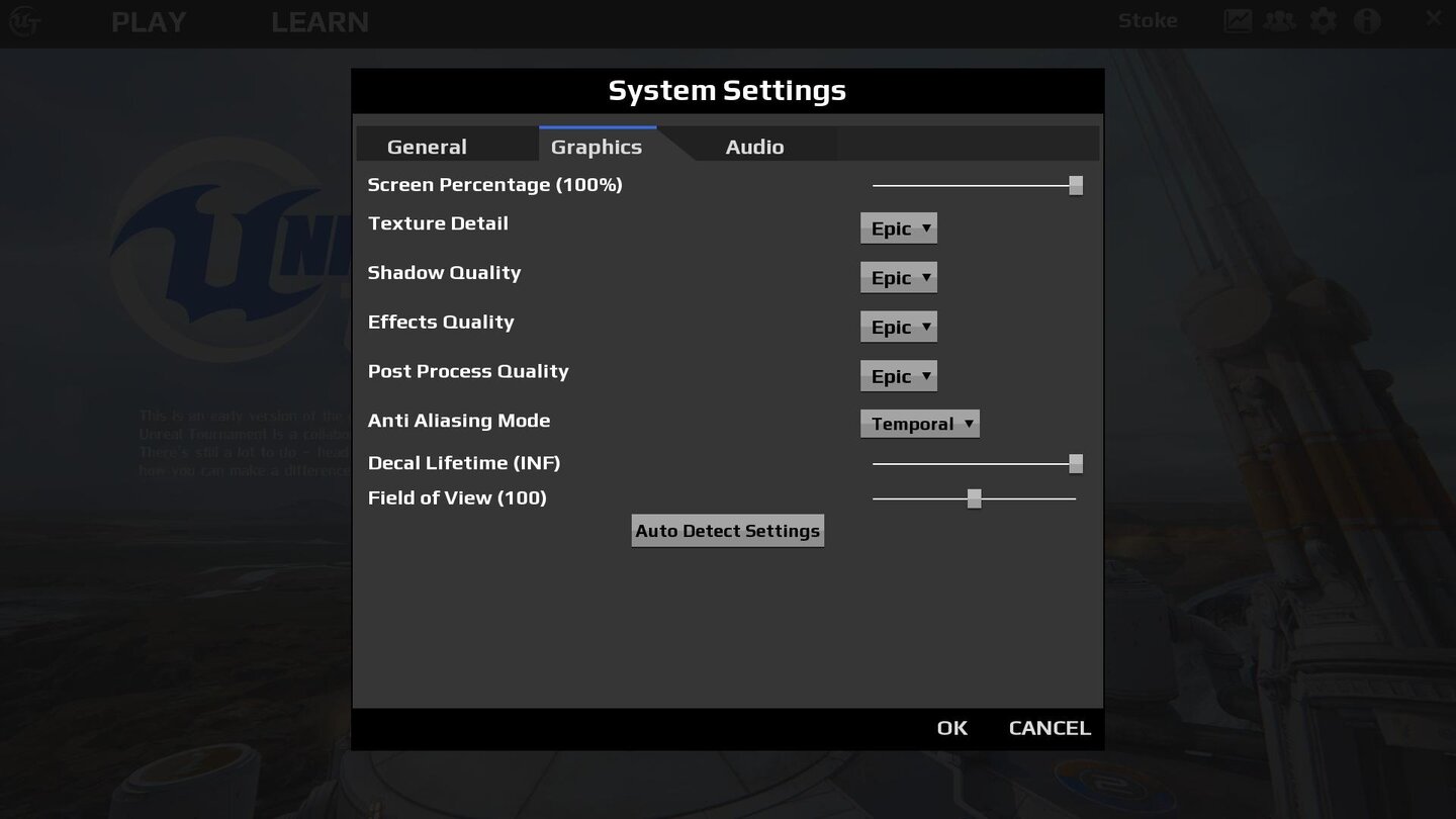 Unreal Tournament - Grafikmenue