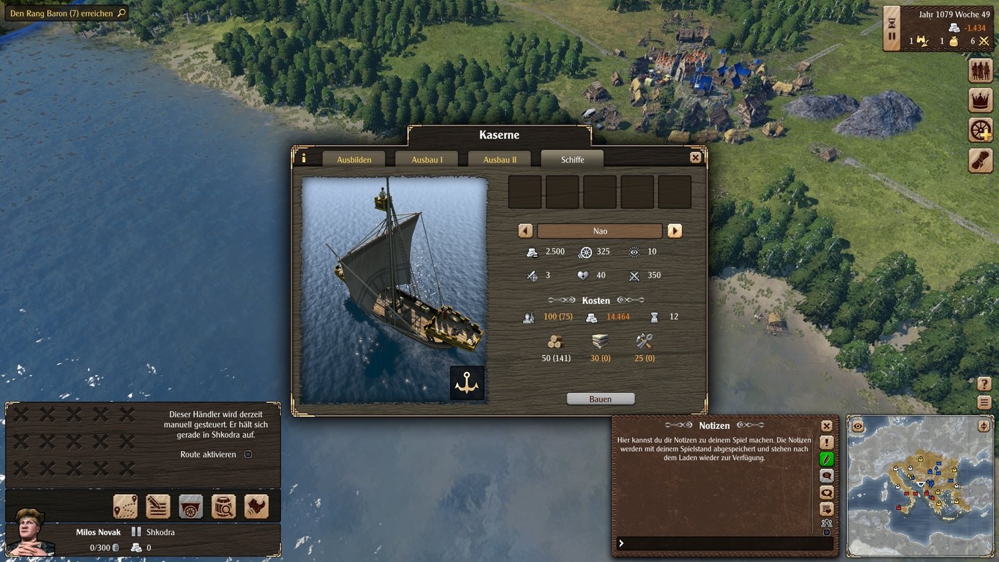 Grand Ages: MedievalDie beiden Kriegsschiffklassen benötigen eine Werft und sind teuer, aber prima gegen feindliche Truppentransporte und Händler. Landeinheiten oder Städte am Ufer können sie allerdings nicht bekämpfen.