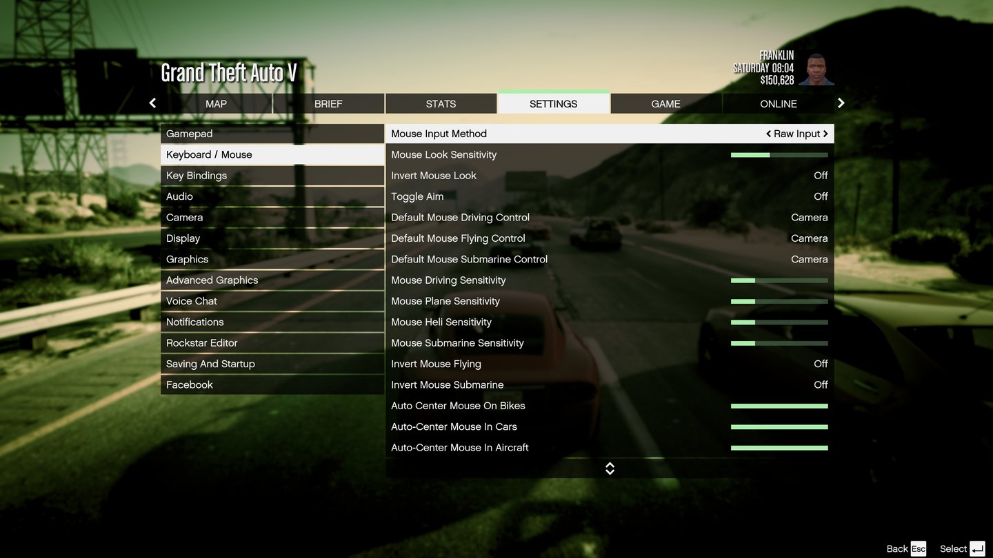 Grand Theft Auto 5 - PC-Menü