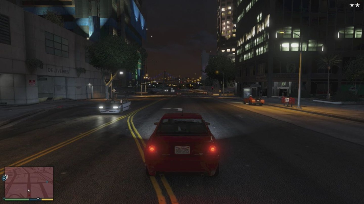 Grand Theft Auto 5Besonders bei Nacht wirkt die Stadt Los Santos einfach unglaublich atmosphärisch: Die Licht- und Schatteneffekte sind phänomenal.