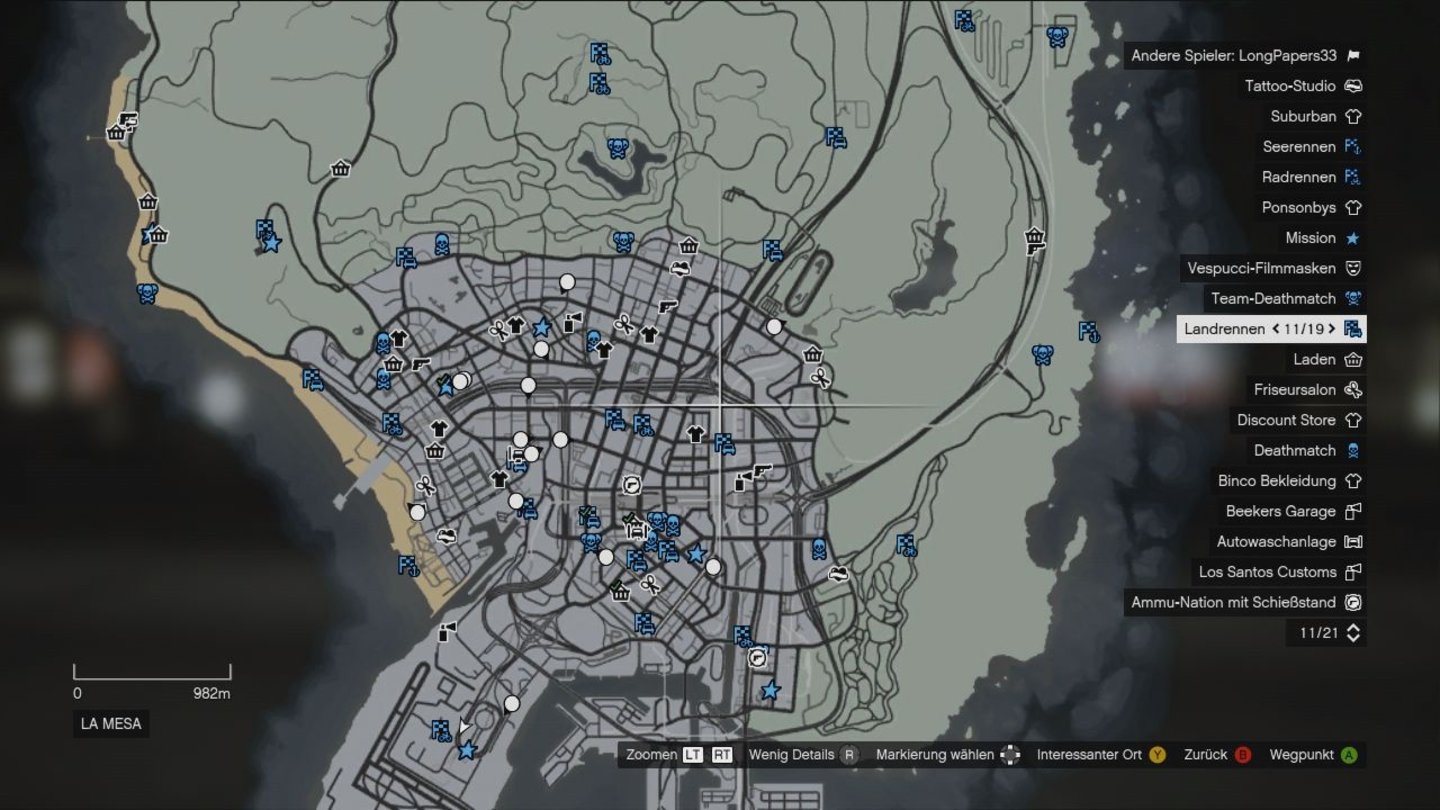 Grand Theft Auto OnlineViel zu tun: Die blauen Symbole auf der Karte markieren die unterschiedlichen Jobs.