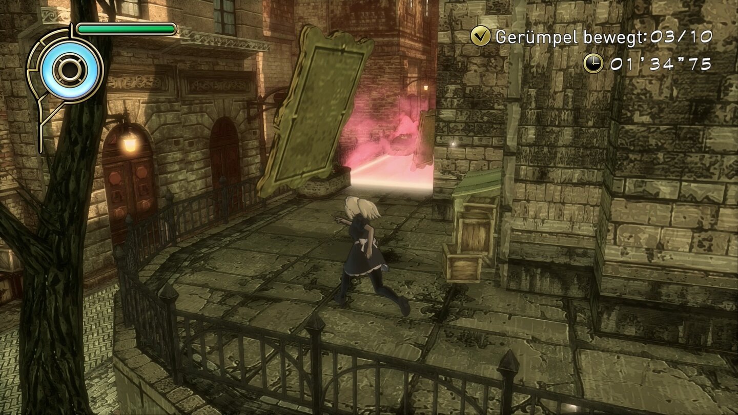 Gravity Rush RemasteredDie monotonen Herausforderungen gehören nicht gerade zur Schokoladenseite des Spiels. Hier müssen wir Relikte und Gemälde innerhalb eines Zeitlimits zum Zielpunkt bugsieren.