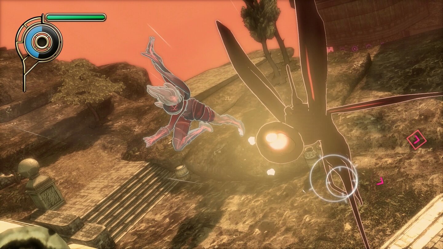 Gravity Rush RemasteredDer Gravitationskick richtet umso mehr Schaden an, je weiter wir vom Ziel entfernt sind.