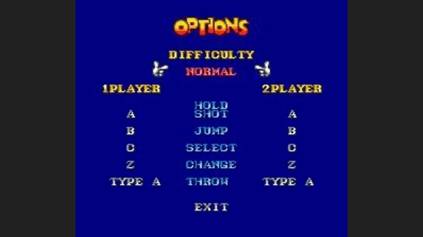 Options screen
