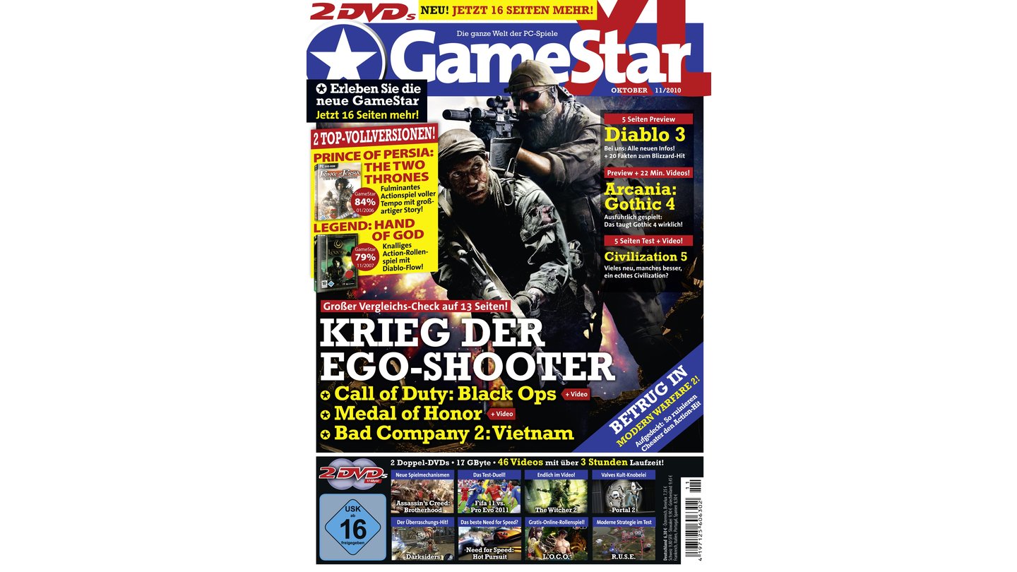 GameStar 11/2010Titelstory: Vergleich der Ego-Shooter, Diablo 3 Fallout: New Vegas und Arcania: Gothic 4 in der Preview. Außerdem: Fifa 11, Civilization 4 und Amnesia: The Dark Descent im Test.
