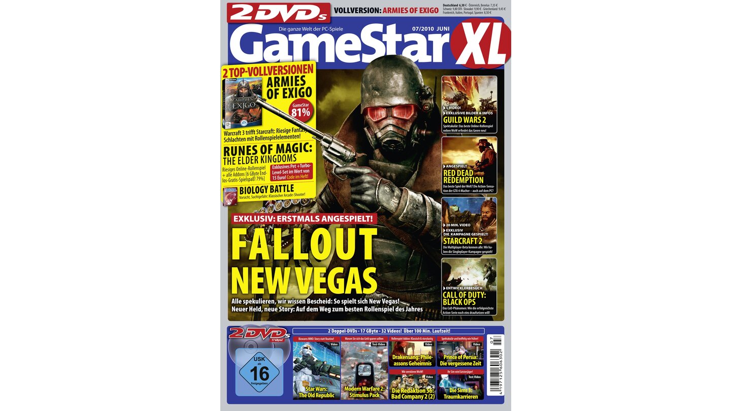 GameStar 7/2010Fallout: New Vegas-Titelstory, Previews zu Starcraft 2, Guild Wars 2, und Rage. Außerdem: Tests zu Serious Sam HD: The Second Encounter, Sam & Max: All-Zeit bereit und Modern Warfare 2: Stimulus Pack.