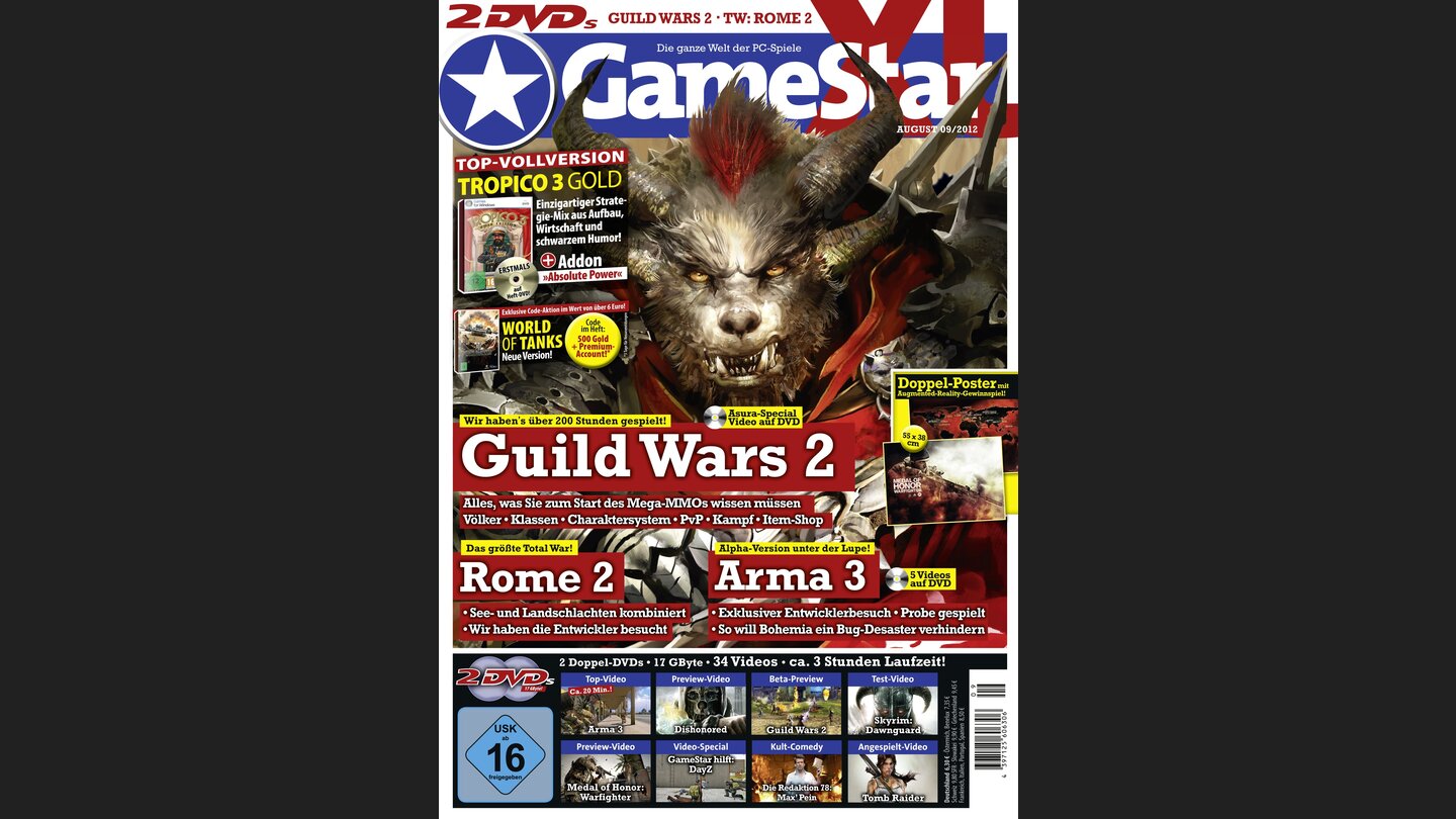 GameStar 92012Titelstory zu Guild Wars 2 mit vielen Infos zum PvP, Crafting, Charakterklassen und Itemshops. Kontrollbesuch zu Diablo 3 und The Walking Dead: Episode 2 im Test.