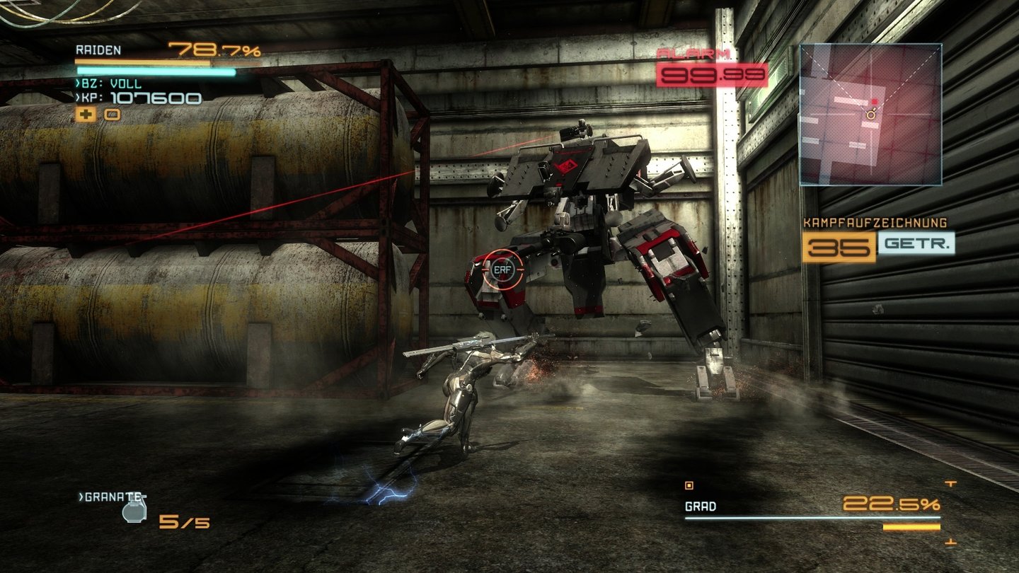 Metal Gear Rising: RevengeanceDie mäßigen Umgebungsdetails stören weniger, als man angesichts der Bilder denken mag. Die flotte Action lenkt uns prima davon ab.