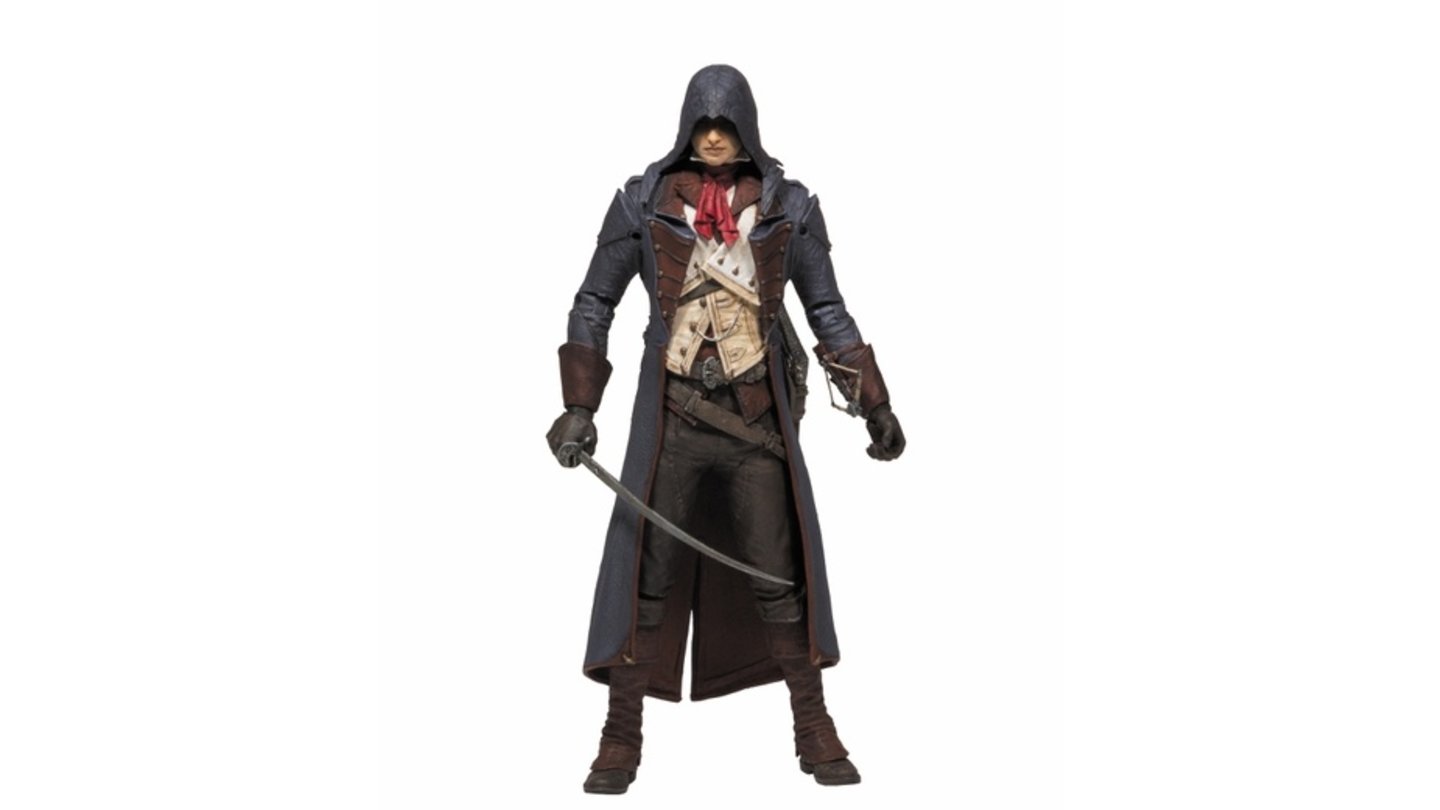 Assassin’s-Creed-FigurenZum Start von Assassin’s Creed Unity produzierte ein amerikanischer Actionfiguren-Hersteller neue Figuren aller Protagonisten der Reihe (außer Connor). Und in jeder Packung befindet sich ein Code für exklusiven Content, darunter ein Redesign von Arnos Kostüm, das Comiclegende Todd McFarlane selbst entwickelt hat.