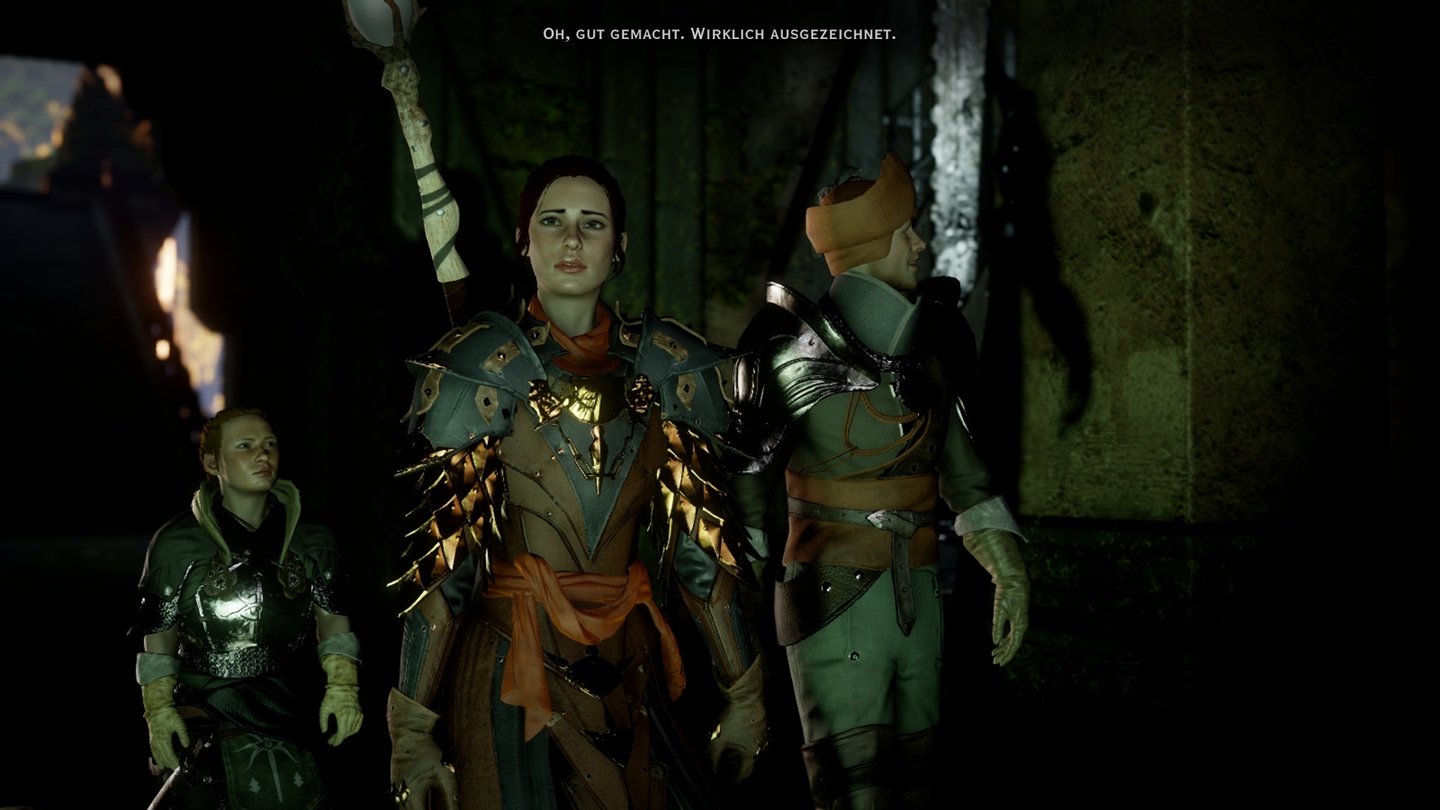 Dragon Age: Inquisition - DLC »Hakkons Fänge«Späherin Harding hat im DLC eine etwas größere Rolle als im Hauptspiel und taucht auch in den Zwischensequenzen auf.