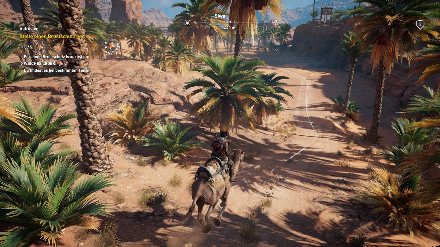 Assassin's Creed OriginsPraktisch: Reittiere navigieren uns auf Wunsch automatisch zum Ziel, was aber nicht immer ganz zuverlässig funktioniert.