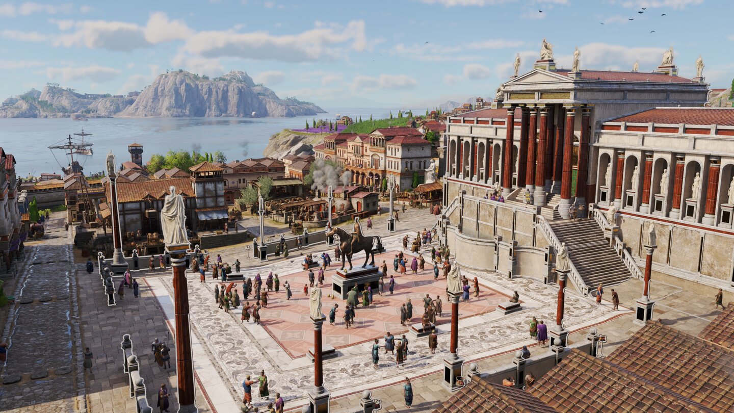 Das Forum war Dreh- und Angelpunkt der römischen Städte. Aus Gründen der Balance entsteht es in Anno 117 aber erst relativ spät.