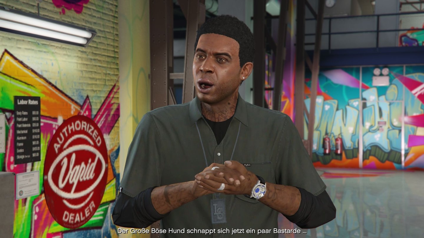 GTA OnlineMöchtegern-Gangster Lamar spielt sich mal wieder auf wie der King und bringt uns damit in einige Schwierigkeiten.