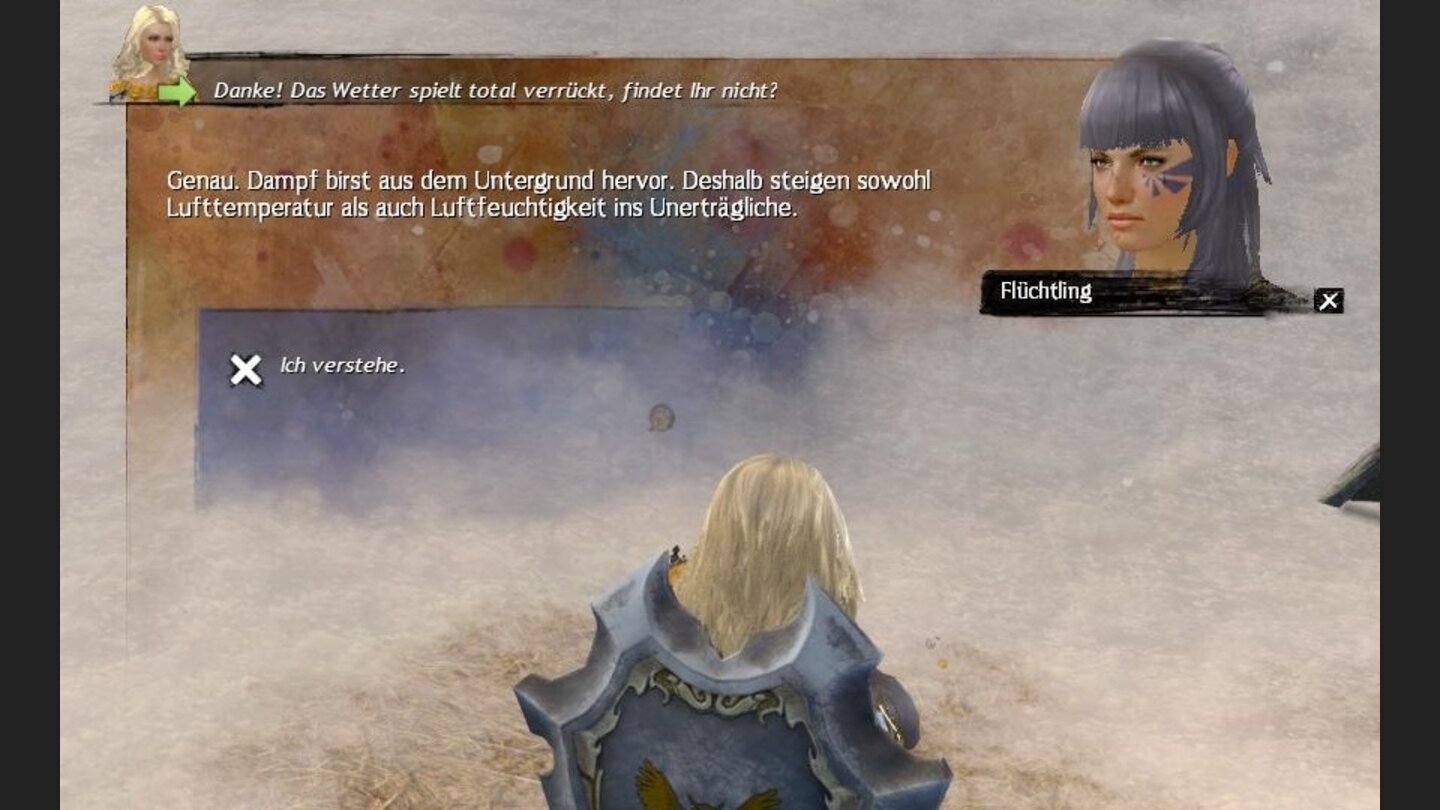 Guild Wars 2 - Flamme und FrostWarum machen wir ein Feuer an, wenn die Lufttemperatur bereits unerträglich sein soll? Und was hat Dampf, der aus dem Boden bricht, mit dem Wetter zu tun?