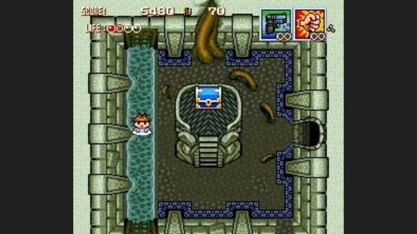 The treasure chest can be clearly seen from the water