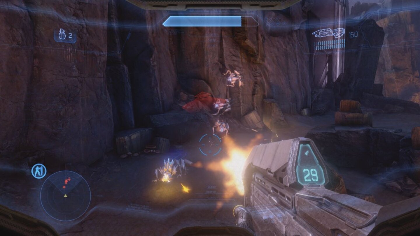 Halo 4Die Crawler tauchen meistens im Rudel auf und sind nur in der Gruppe wirklich gefährlich.