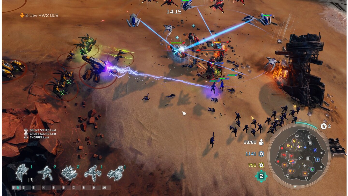 Halo Wars 2Der Feind hat mit seinen Drohnen unseren Verbündeten dezimiert, wir stoßen dazu.