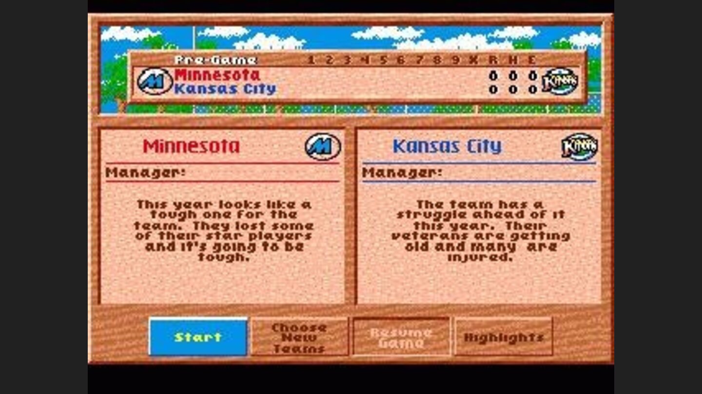 Start the game, choose the teams and some other options