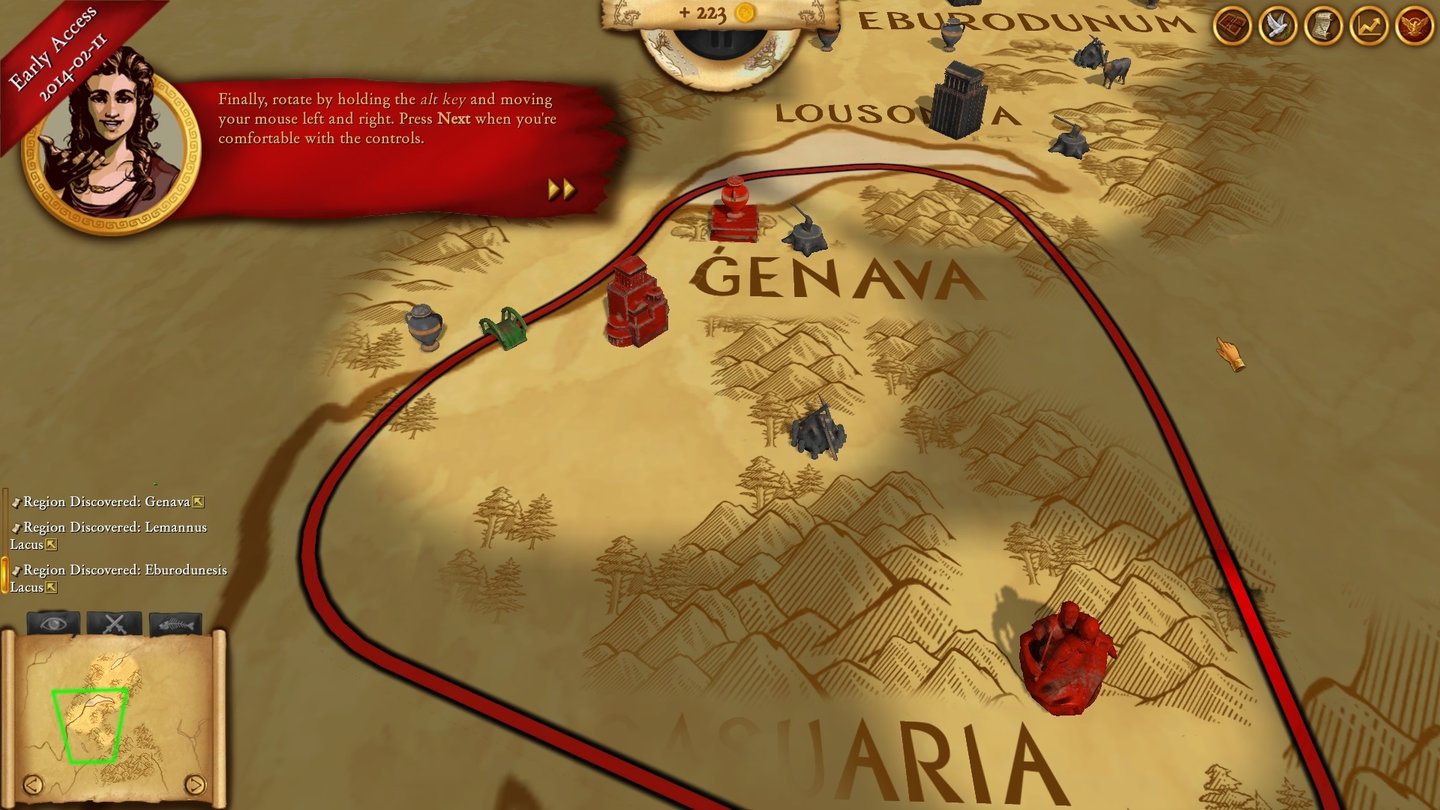 Hegemony Rome: The Rise of CaesarZoomen wir weit genug heraus, verwandeln sich die kleinen Legionäre und Städte in hölzerne Spielsteine auf einer übersichtlichen Pergamentkarte.