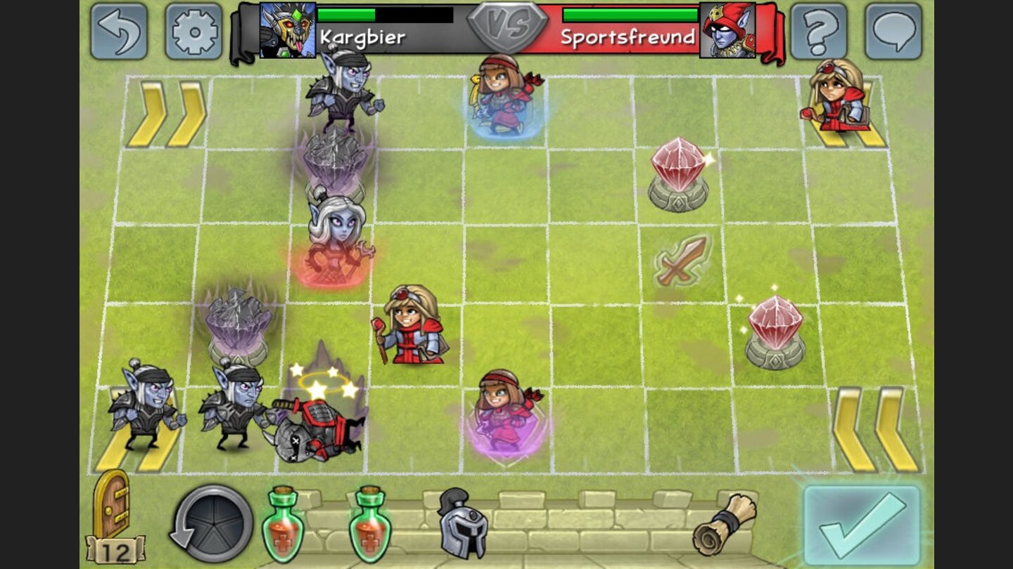 Hero AcademyGefallene Kameraden wie den Kämpfer unten links sollte man fix wiederbeleben oder absorbieren – bevor es der Gegner tut.